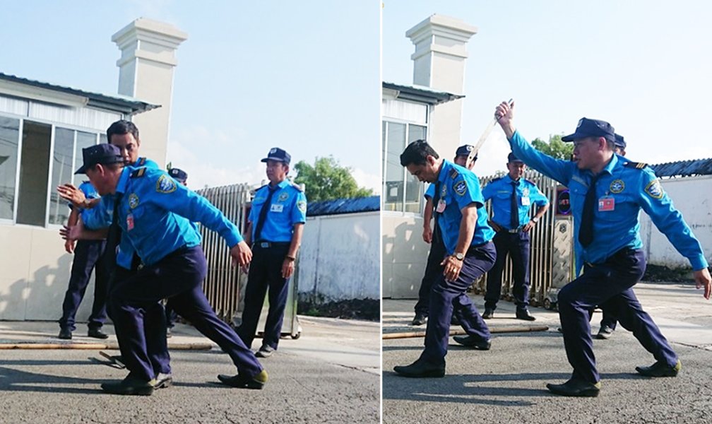 NDS guards practicing how to resist different threat poses when in danger